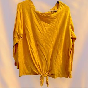 Old Navy Mustard Tie-Front Long Sleeve Top
